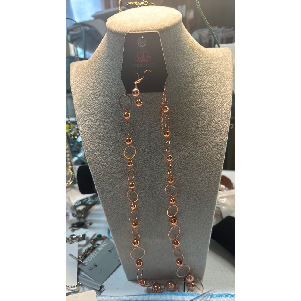 #27. Copper Metro Milestone Paparazzi Necklace & Earring Set